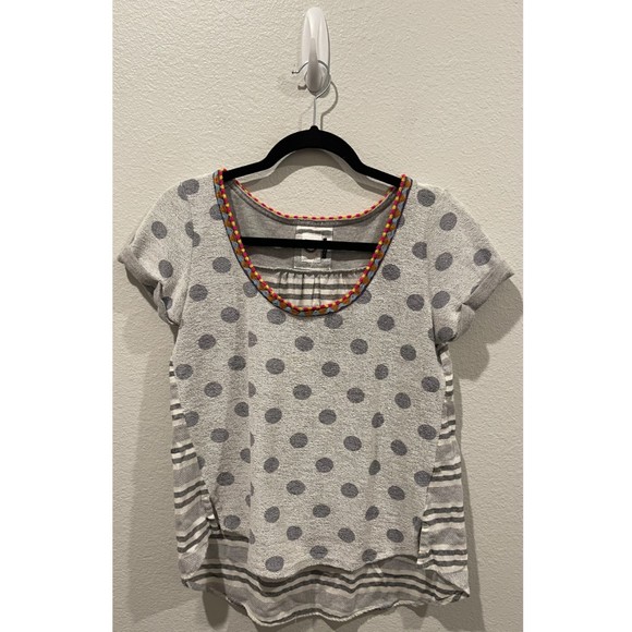 AKEMI + KIN Polka Dot Striped Shirt Gray - Picture 2 of 5